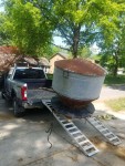 Onloading a 40 bushel feeder in Prairie Village KS  on May 12 2018